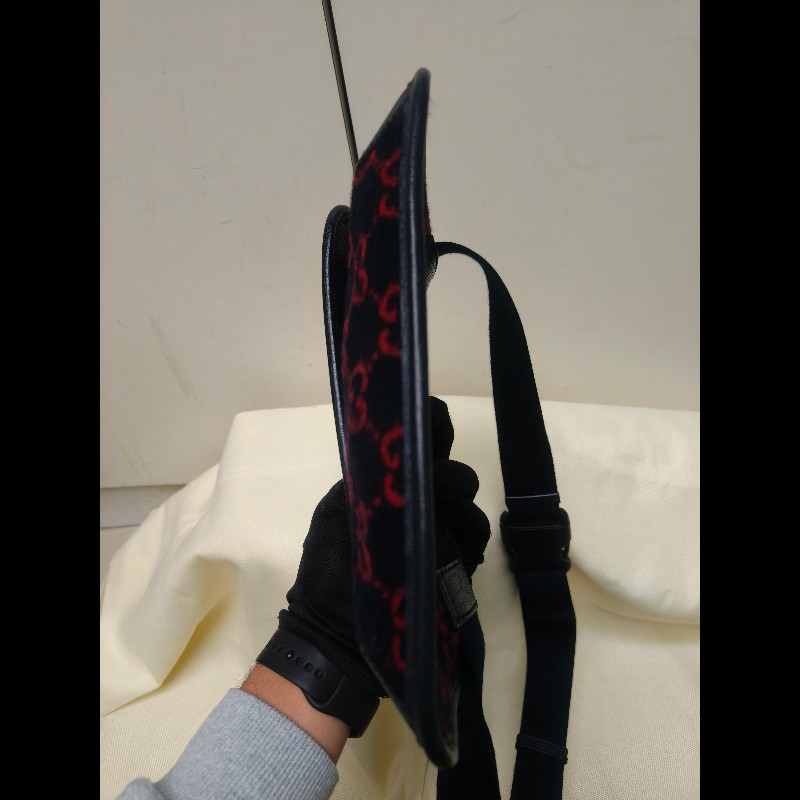 🔥年終狂降🔥【限時降價只到12/31（原15,800）】【8成新】㊣✨GUCCI✨（附防塵袋）古馳 深藍 羊毛 老花 皮革 腰包 胸包 手拿包/雙G/二手包/保證正品🌳二手樹屋🌳-5