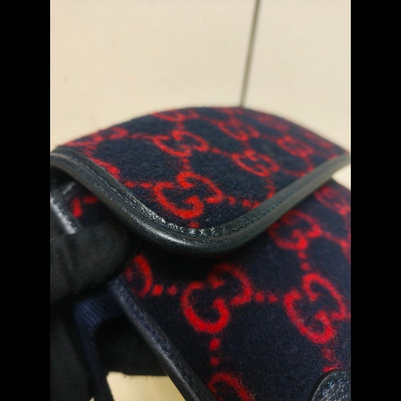 🔥年終狂降🔥【限時降價只到12/31（原15,800）】【8成新】㊣✨GUCCI✨（附防塵袋）古馳 深藍 羊毛 老花 皮革 腰包 胸包 手拿包/雙G/二手包/保證正品🌳二手樹屋🌳-10