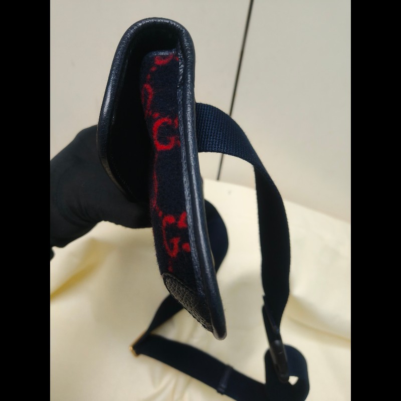 🔥年終狂降🔥【限時降價只到12/31（原15,800）】【8成新】㊣✨GUCCI✨（附防塵袋）古馳 深藍 羊毛 老花 皮革 腰包 胸包 手拿包/雙G/二手包/保證正品🌳二手樹屋🌳-15