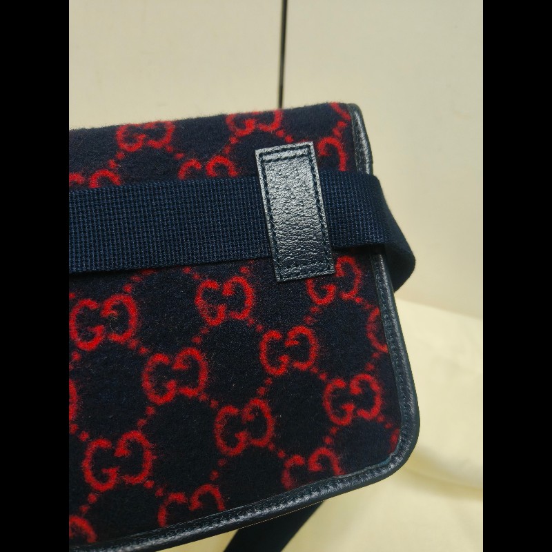 🔥年終狂降🔥【限時降價只到12/31（原15,800）】【8成新】㊣✨GUCCI✨（附防塵袋）古馳 深藍 羊毛 老花 皮革 腰包 胸包 手拿包/雙G/二手包/保證正品🌳二手樹屋🌳-17