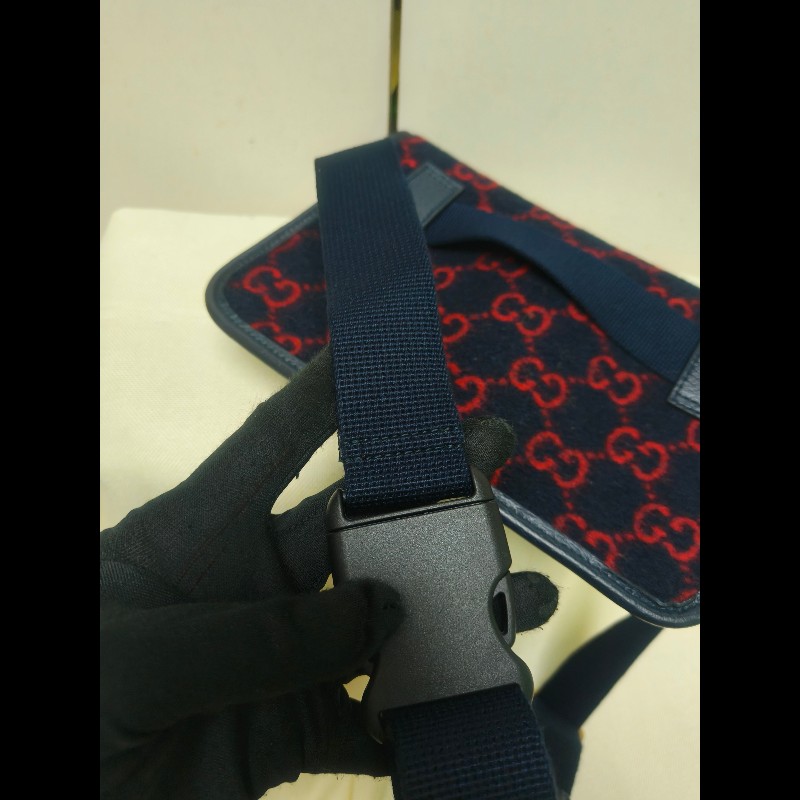 🔥年終狂降🔥【限時降價只到12/31（原15,800）】【8成新】㊣✨GUCCI✨（附防塵袋）古馳 深藍 羊毛 老花 皮革 腰包 胸包 手拿包/雙G/二手包/保證正品🌳二手樹屋🌳-20