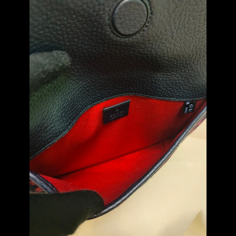 🔥年終狂降🔥【限時降價只到12/31（原15,800）】【8成新】㊣✨GUCCI✨（附防塵袋）古馳 深藍 羊毛 老花 皮革 腰包 胸包 手拿包/雙G/二手包/保證正品🌳二手樹屋🌳-29