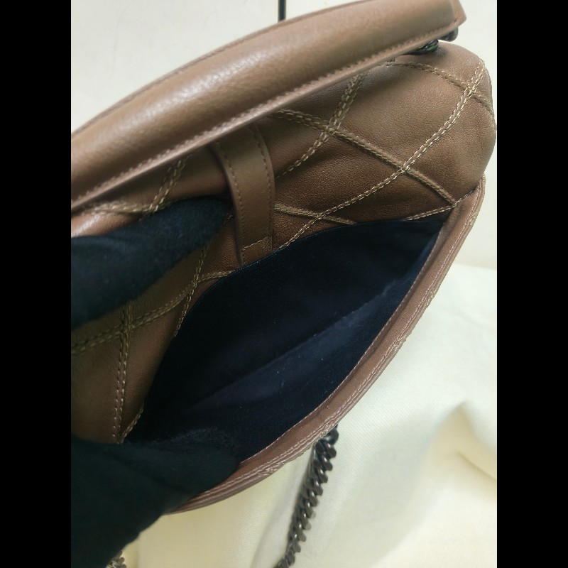 🔥年終狂降🔥【限時降價只到12/31（原48,800）】【8成新】㊣✨YSL✨SAINT LAURENT 聖羅蘭  奶茶色  菱格紋 牛皮 掀蓋 仿舊銀 學院包 鏈條包 信封包 肩背包 斜背包 手提包/二手包/保證正品🌳二手樹屋🌳-19