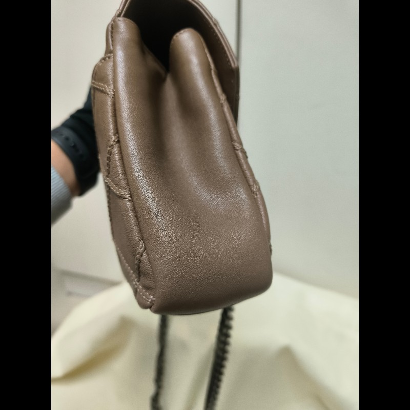 🔥年終狂降🔥【限時降價只到12/31（原48,800）】【8成新】㊣✨YSL✨SAINT LAURENT 聖羅蘭  奶茶色  菱格紋 牛皮 掀蓋 仿舊銀 學院包 鏈條包 信封包 肩背包 斜背包 手提包/二手包/保證正品🌳二手樹屋🌳-22