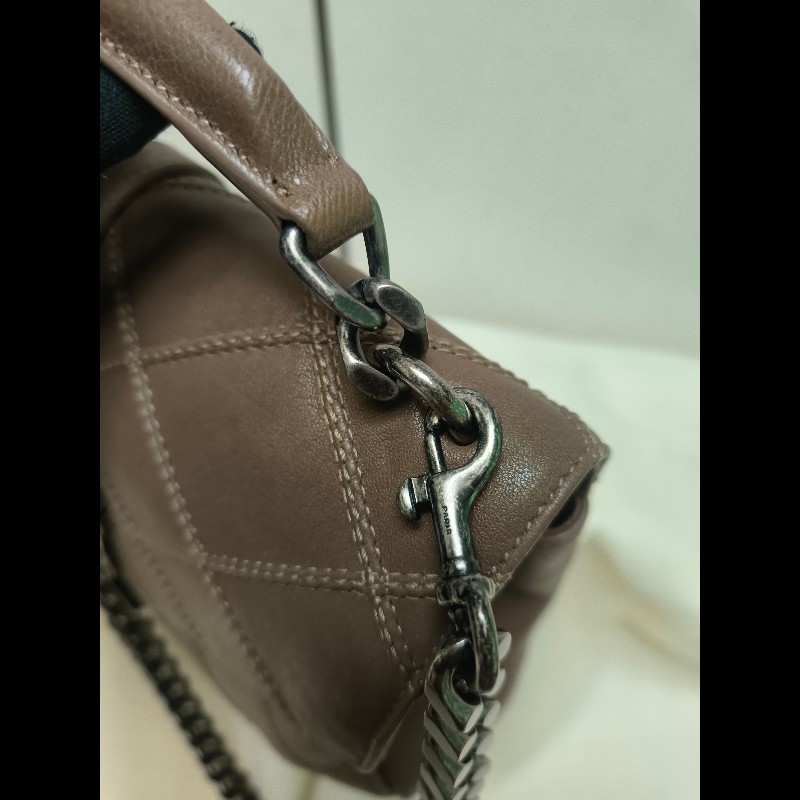 🔥年終狂降🔥【限時降價只到12/31（原48,800）】【8成新】㊣✨YSL✨SAINT LAURENT 聖羅蘭  奶茶色  菱格紋 牛皮 掀蓋 仿舊銀 學院包 鏈條包 信封包 肩背包 斜背包 手提包/二手包/保證正品🌳二手樹屋🌳-24
