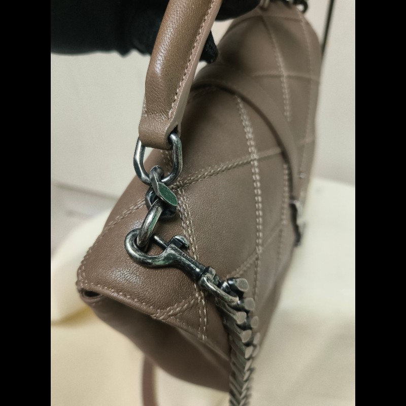 🔥年終狂降🔥【限時降價只到12/31（原48,800）】【8成新】㊣✨YSL✨SAINT LAURENT 聖羅蘭  奶茶色  菱格紋 牛皮 掀蓋 仿舊銀 學院包 鏈條包 信封包 肩背包 斜背包 手提包/二手包/保證正品🌳二手樹屋🌳-25