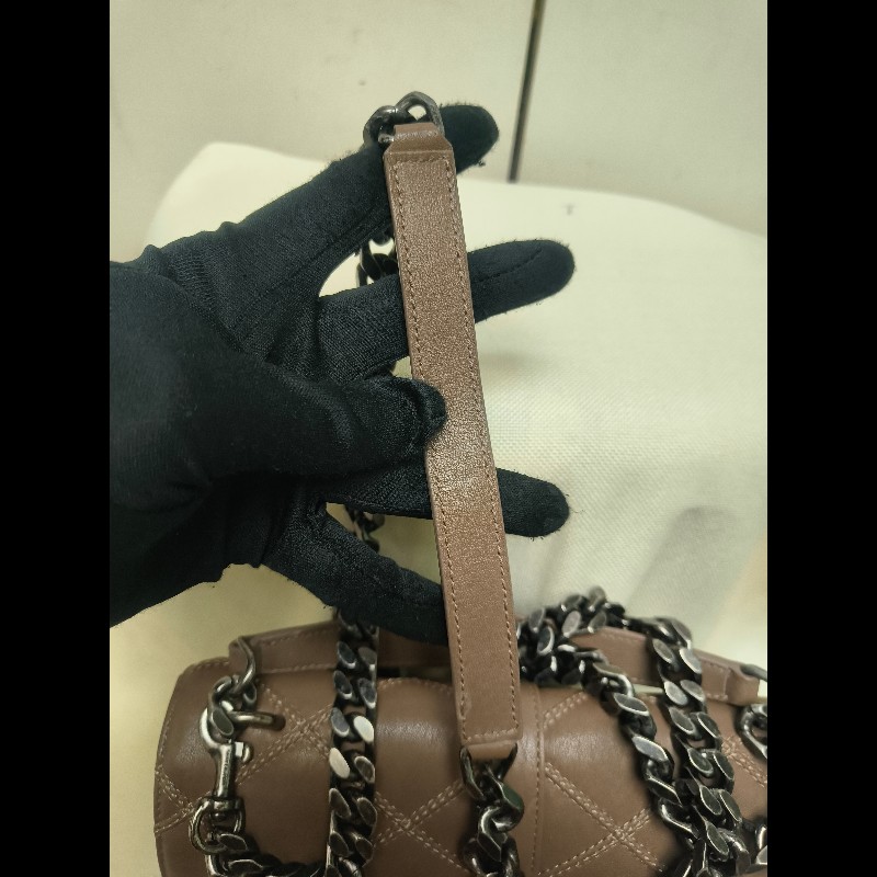 🔥年終狂降🔥【限時降價只到12/31（原48,800）】【8成新】㊣✨YSL✨SAINT LAURENT 聖羅蘭  奶茶色  菱格紋 牛皮 掀蓋 仿舊銀 學院包 鏈條包 信封包 肩背包 斜背包 手提包/二手包/保證正品🌳二手樹屋🌳-27