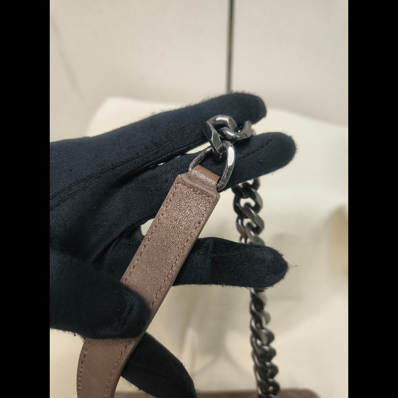 🔥年終狂降🔥【限時降價只到12/31（原48,800）】【8成新】㊣✨YSL✨SAINT LAURENT 聖羅蘭  奶茶色  菱格紋 牛皮 掀蓋 仿舊銀 學院包 鏈條包 信封包 肩背包 斜背包 手提包/二手包/保證正品🌳二手樹屋🌳-30