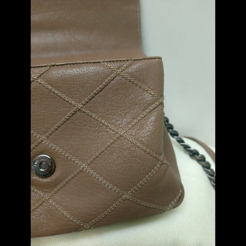 🔥年終狂降🔥【限時降價只到12/31（原48,800）】【8成新】㊣✨YSL✨SAINT LAURENT 聖羅蘭  奶茶色  菱格紋 牛皮 掀蓋 仿舊銀 學院包 鏈條包 信封包 肩背包 斜背包 手提包/二手包/保證正品🌳二手樹屋🌳-37