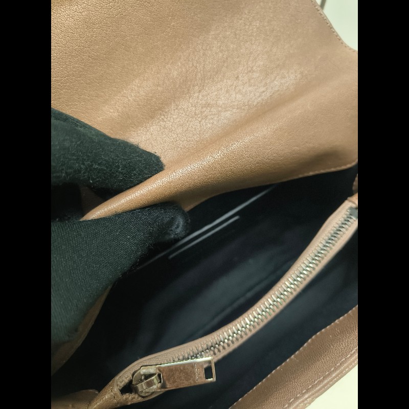 🔥年終狂降🔥【限時降價只到12/31（原48,800）】【8成新】㊣✨YSL✨SAINT LAURENT 聖羅蘭  奶茶色  菱格紋 牛皮 掀蓋 仿舊銀 學院包 鏈條包 信封包 肩背包 斜背包 手提包/二手包/保證正品🌳二手樹屋🌳-43