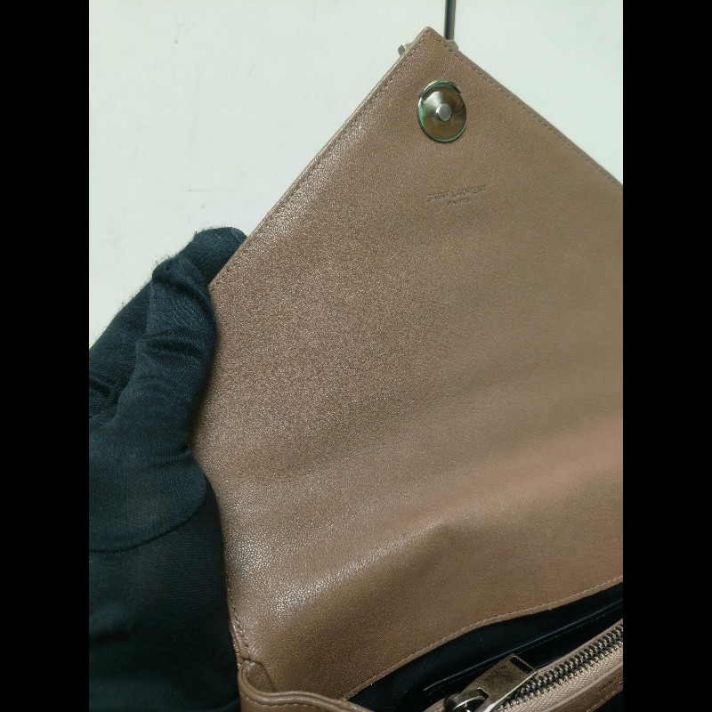 🔥年終狂降🔥【限時降價只到12/31（原48,800）】【8成新】㊣✨YSL✨SAINT LAURENT 聖羅蘭  奶茶色  菱格紋 牛皮 掀蓋 仿舊銀 學院包 鏈條包 信封包 肩背包 斜背包 手提包/二手包/保證正品🌳二手樹屋🌳-50