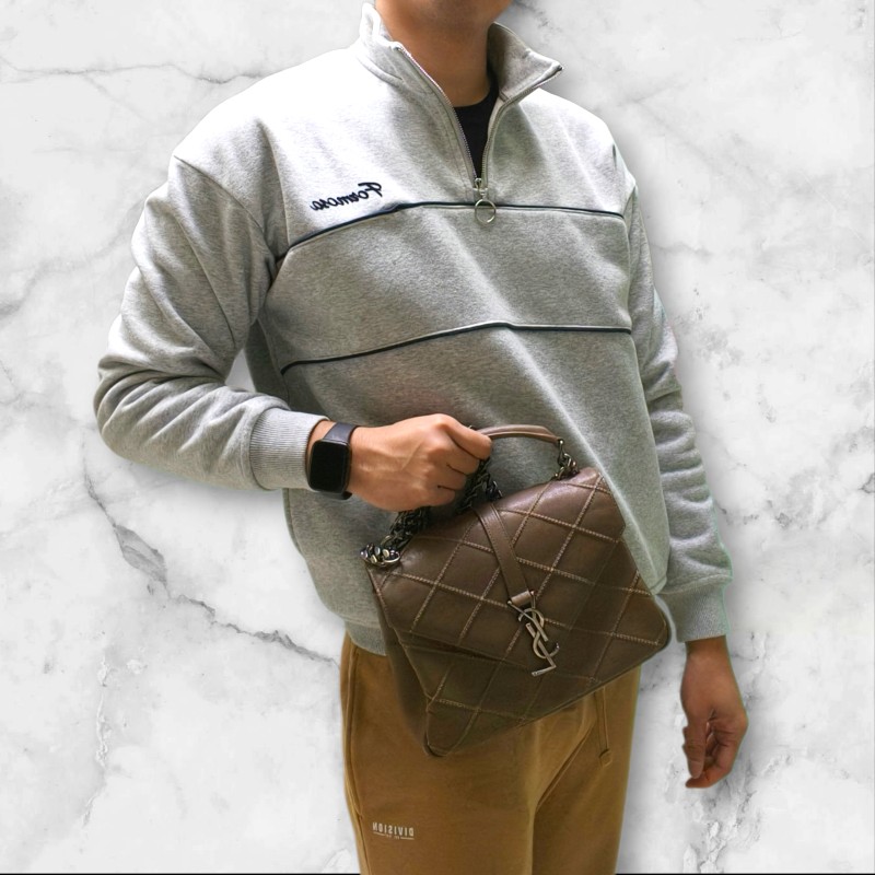 🔥年終狂降🔥【限時降價只到12/31（原48,800）】【8成新】㊣✨YSL✨SAINT LAURENT 聖羅蘭  奶茶色  菱格紋 牛皮 掀蓋 仿舊銀 學院包 鏈條包 信封包 肩背包 斜背包 手提包/二手包/保證正品🌳二手樹屋🌳-51