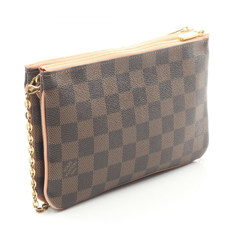 路易威登 Pochette 雙拉鍊肩包 N60254 Damie 粉紅色 Ebene 二手 LV-1