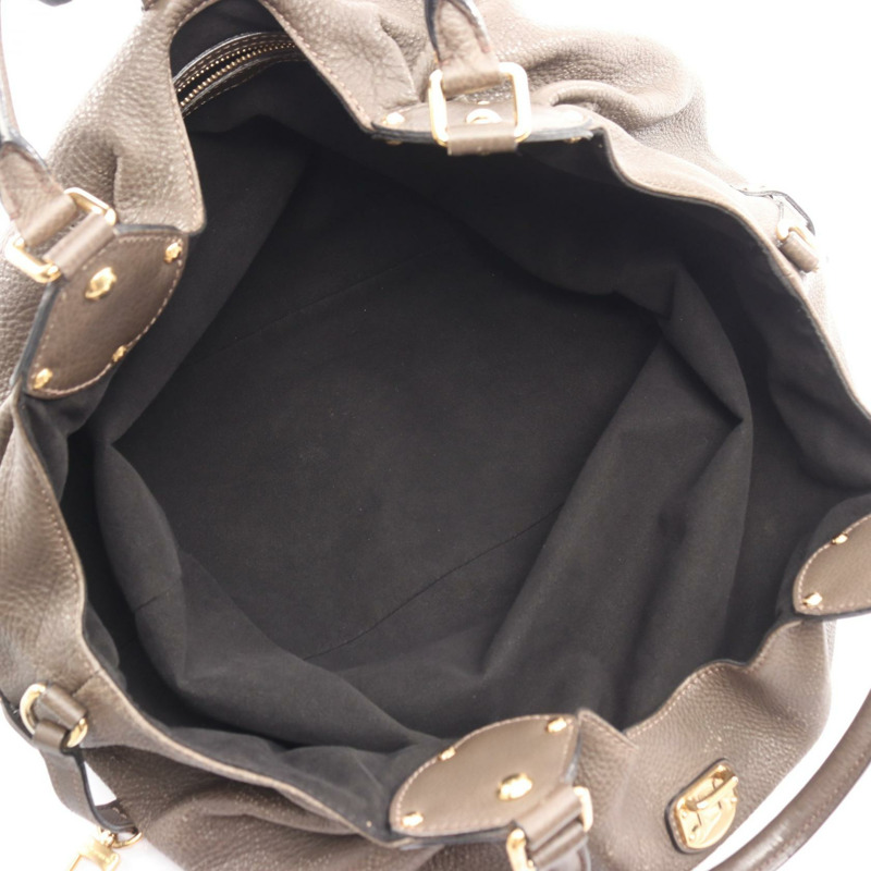 Mahina L 單肩包 M93821 Mahina 皮革 珍珠灰 二手女士-2