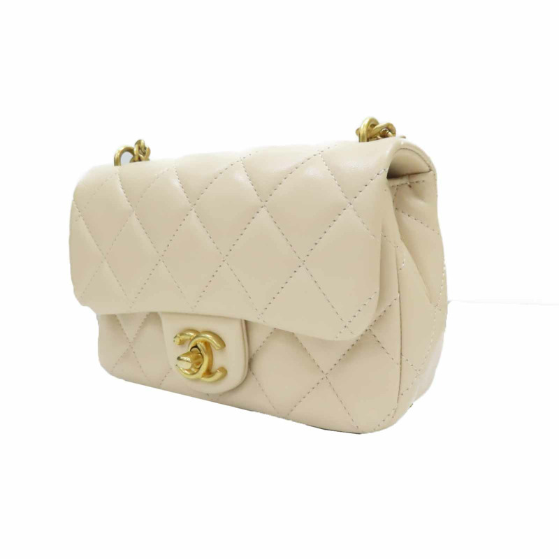 米白色 菱格紋 羊皮 Heart Crush Mini Flap 肩背包 AS3829【CHANEL 香奈兒】 AS3829-2