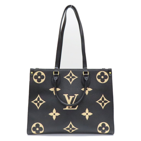黑/米白色 原花 牛皮 壓紋 OnTheGo MM 两用包【LOUIS VUITTON LV 路易威登】 M45495