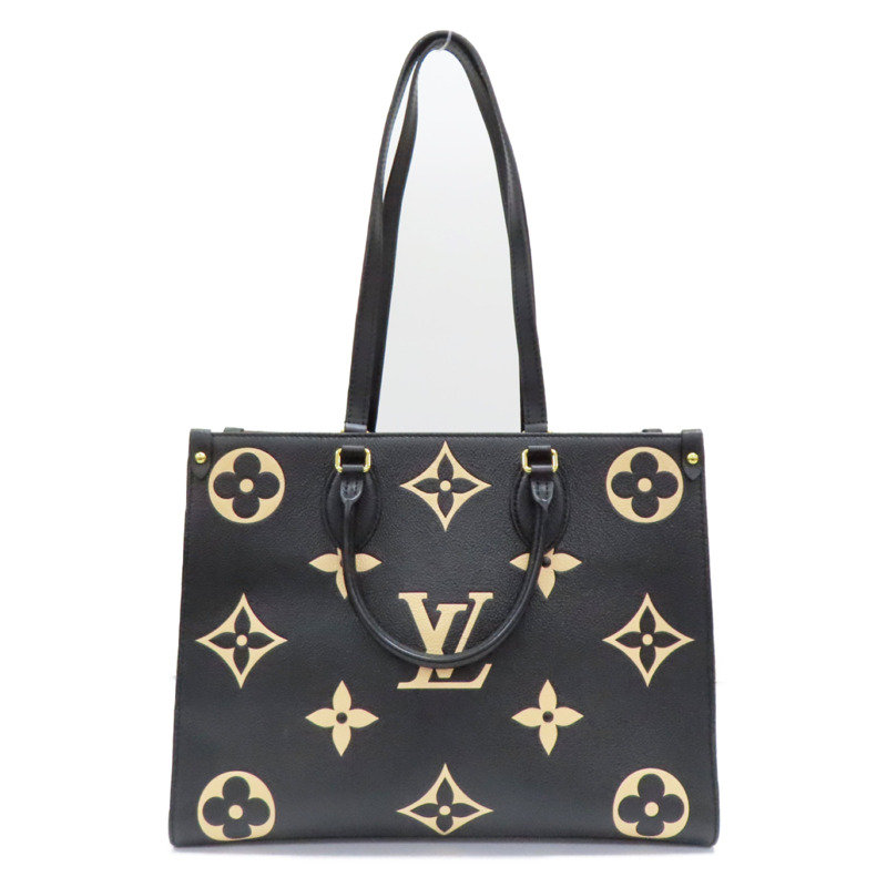 黑/米白色 原花 牛皮 壓紋 OnTheGo MM 两用包【LOUIS VUITTON LV 路易威登】 M45495-0