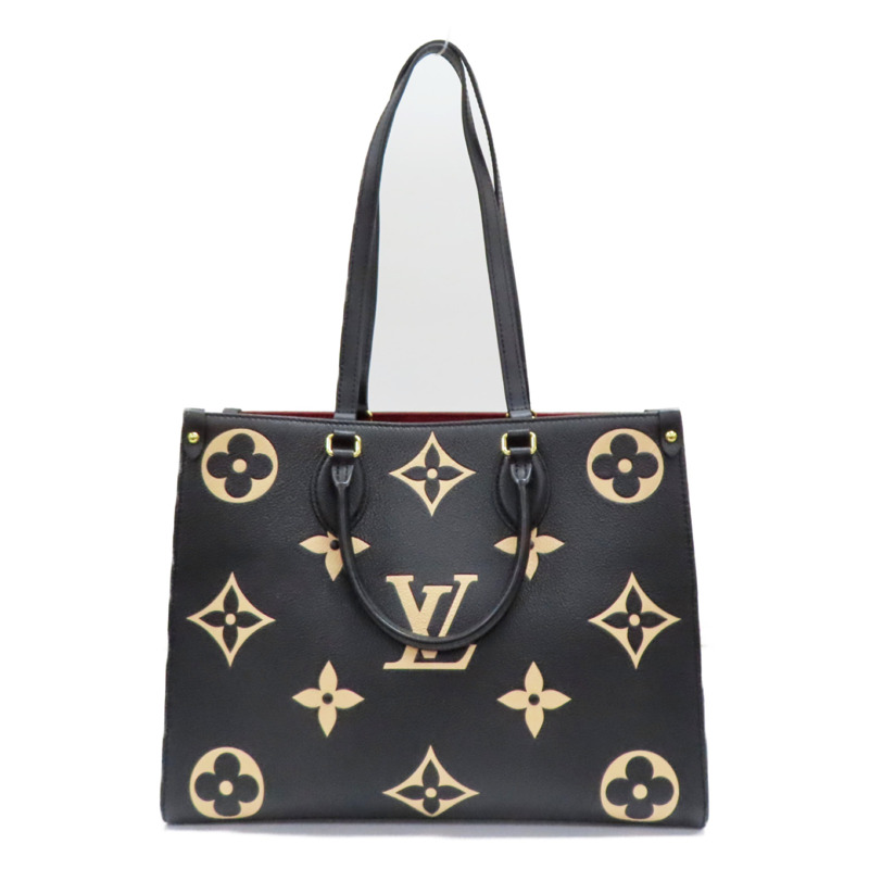 黑/米白色 原花 牛皮 壓紋 OnTheGo MM 两用包【LOUIS VUITTON LV 路易威登】 M45495-1