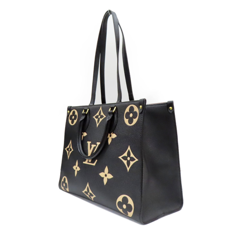 黑/米白色 原花 牛皮 壓紋 OnTheGo MM 两用包【LOUIS VUITTON LV 路易威登】 M45495-2