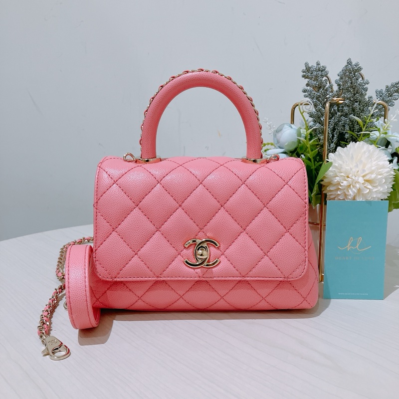 MS0441 CHANEL 香奈兒迷你經典菱格紋可可手挽翻蓋式鏈帶包包COCO HANDLE MINI CAVIAR-0