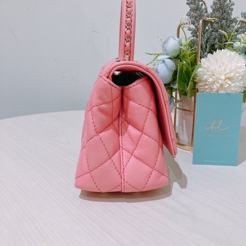 MS0441 CHANEL 香奈兒迷你經典菱格紋可可手挽翻蓋式鏈帶包包COCO HANDLE MINI CAVIAR-3