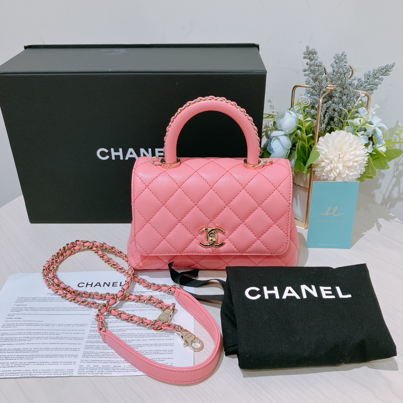 MS0441 CHANEL 香奈兒迷你經典菱格紋可可手挽翻蓋式鏈帶包包COCO HANDLE MINI CAVIAR-10