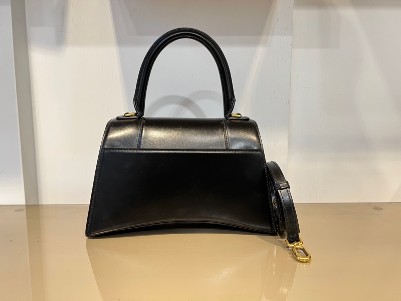 Balenciaga 黑牛皮Hourglass金釦手提肩斜背包-1