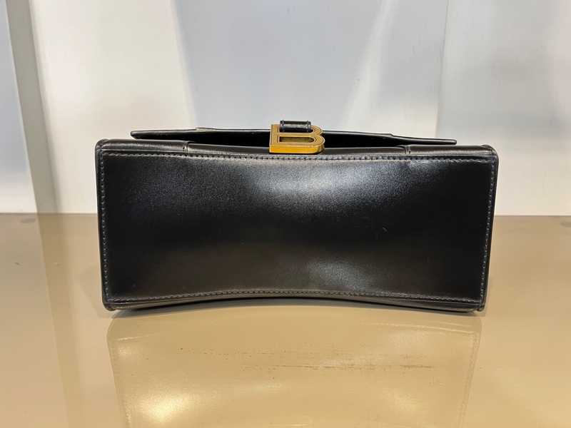 Balenciaga 黑牛皮Hourglass金釦手提肩斜背包-2