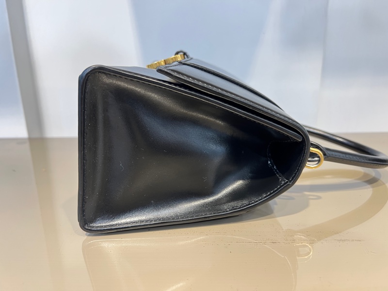 Balenciaga 黑牛皮Hourglass金釦手提肩斜背包-3