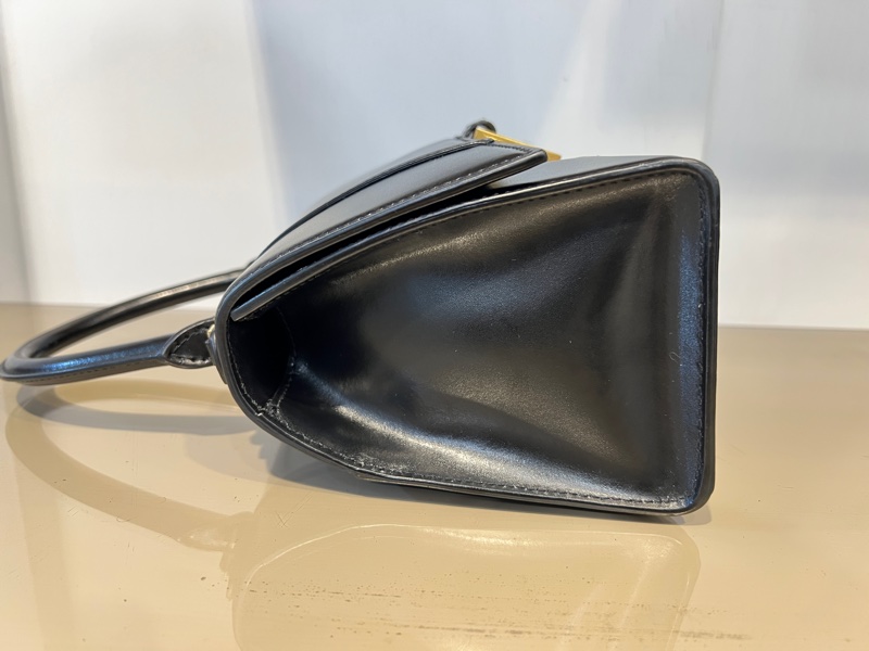 Balenciaga 黑牛皮Hourglass金釦手提肩斜背包-5