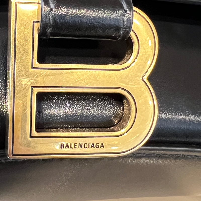 Balenciaga 黑牛皮Hourglass金釦手提肩斜背包-11