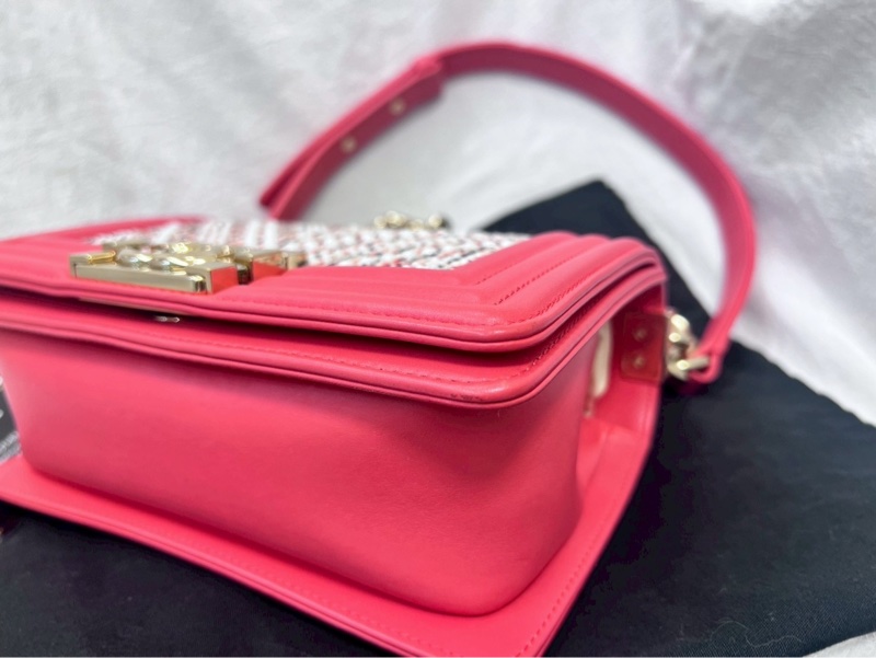 Chanel boy珍珠編織肩/斜背包20cm-6