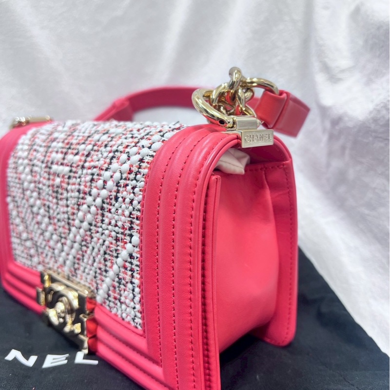 Chanel boy珍珠編織肩/斜背包20cm-10