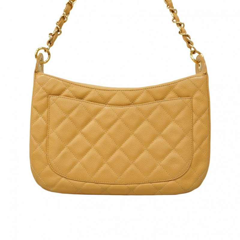 香奈兒 Matelasse 鏈條肩背包，魚子醬紋皮革，米色，女士，P1869861-12