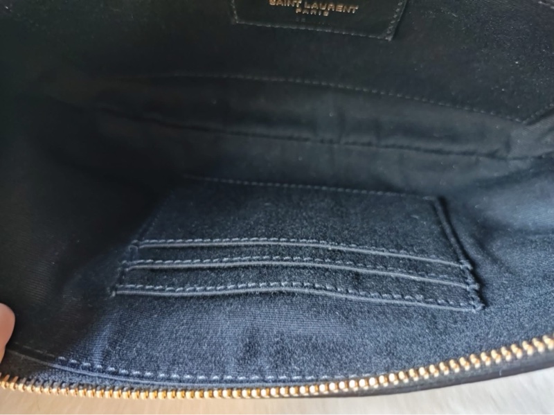 YSl 黑金 荔枝牛皮 胸口 腰包-13