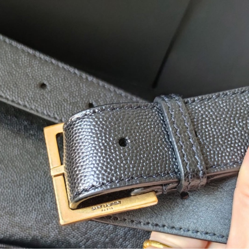 YSl 黑金 荔枝牛皮 胸口 腰包-16