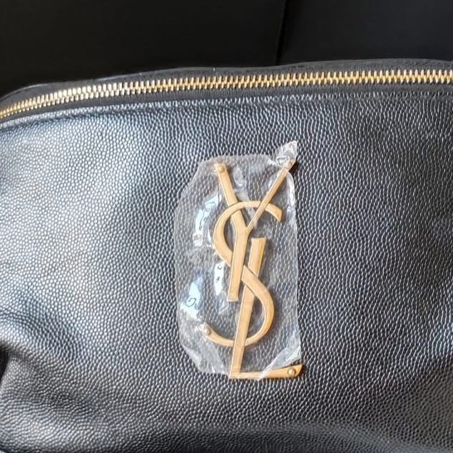 YSl 黑金 荔枝牛皮 胸口 腰包-23