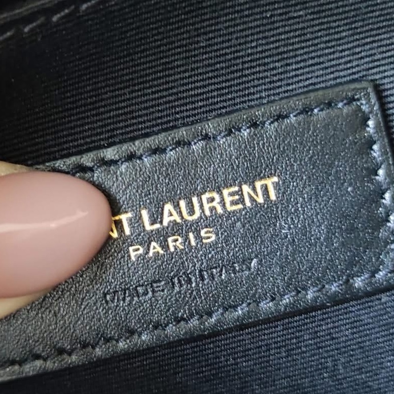 YSl 黑金 荔枝牛皮 胸口 腰包-25