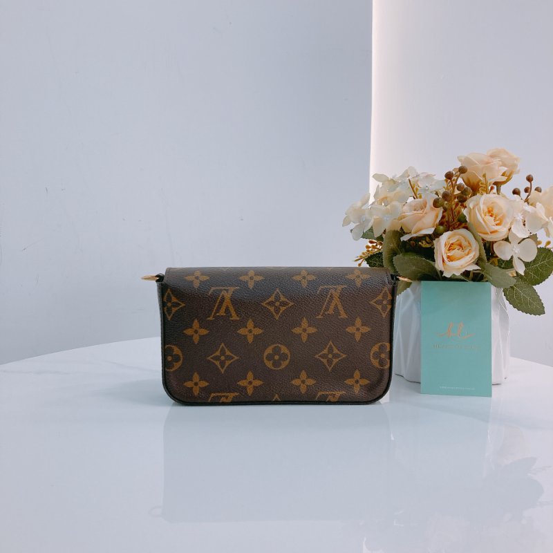 MS0425 Louis Vuitton 路易威登 費莉榭 可拆卸 小錢包 寬肩帶 斜背 經典老花 綠色 Felicie Strap & Go Mini Canvas Monogram And Green x GHW-1