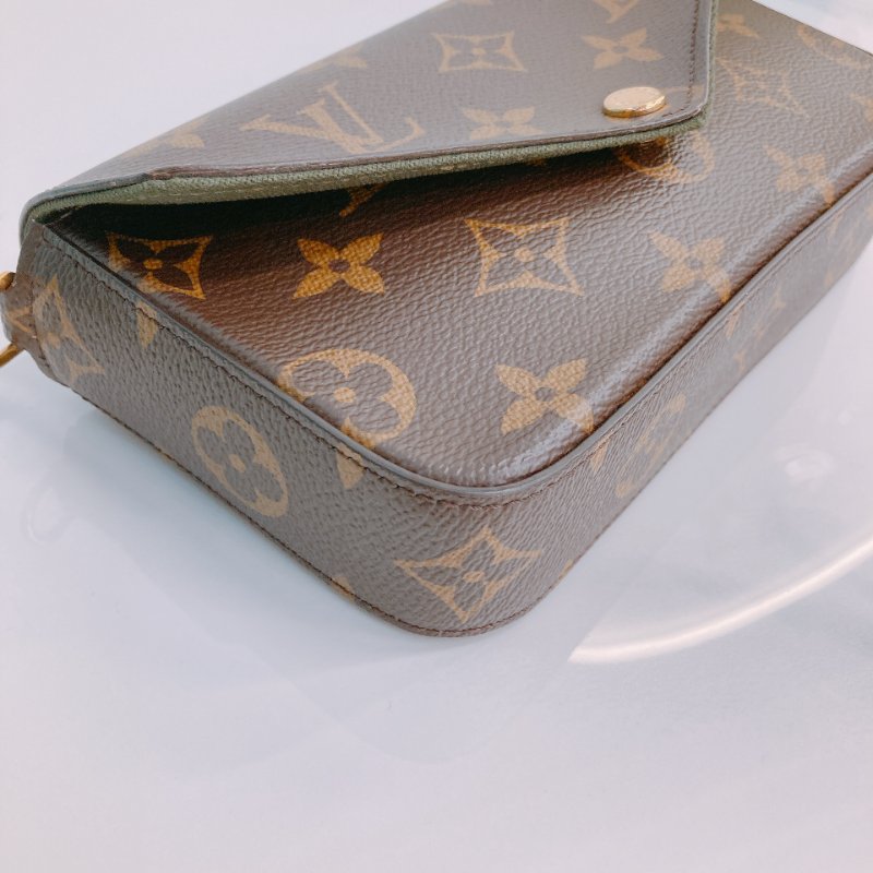 MS0425 Louis Vuitton 路易威登 費莉榭 可拆卸 小錢包 寬肩帶 斜背 經典老花 綠色 Felicie Strap & Go Mini Canvas Monogram And Green x GHW-5