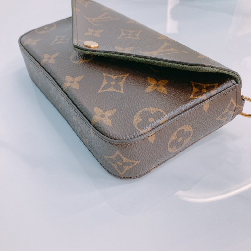 MS0425 Louis Vuitton 路易威登 費莉榭 可拆卸 小錢包 寬肩帶 斜背 經典老花 綠色 Felicie Strap & Go Mini Canvas Monogram And Green x GHW-6