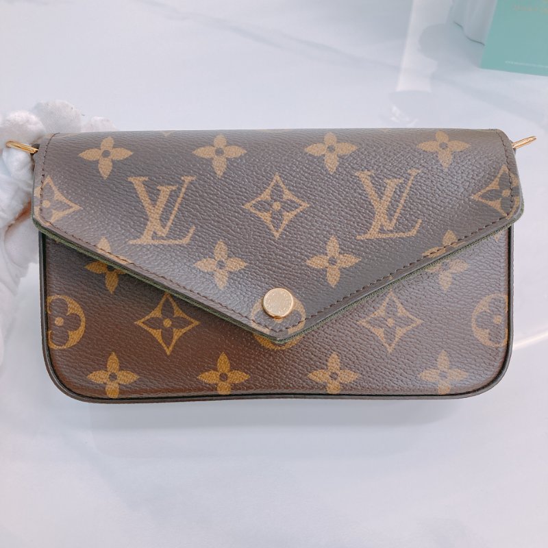 MS0425 Louis Vuitton 路易威登 費莉榭 可拆卸 小錢包 寬肩帶 斜背 經典老花 綠色 Felicie Strap & Go Mini Canvas Monogram And Green x GHW-10