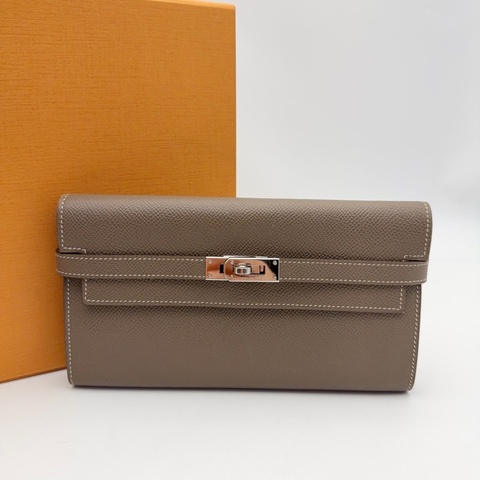 Hermes爱马仕 大象灰 kelly钱包 银扣 R刻