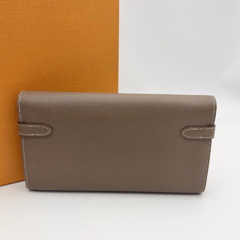 Hermes爱马仕 大象灰 kelly钱包 银扣 R刻-1