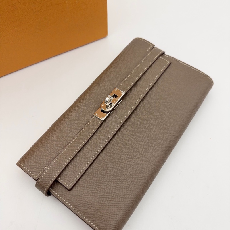Hermes爱马仕 大象灰 kelly钱包 银扣 R刻-2