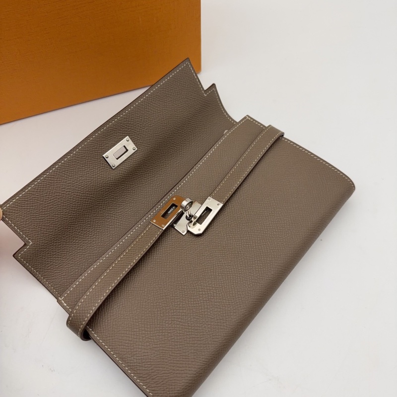Hermes爱马仕 大象灰 kelly钱包 银扣 R刻-4