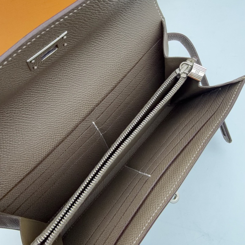 Hermes爱马仕 大象灰 kelly钱包 银扣 R刻-5