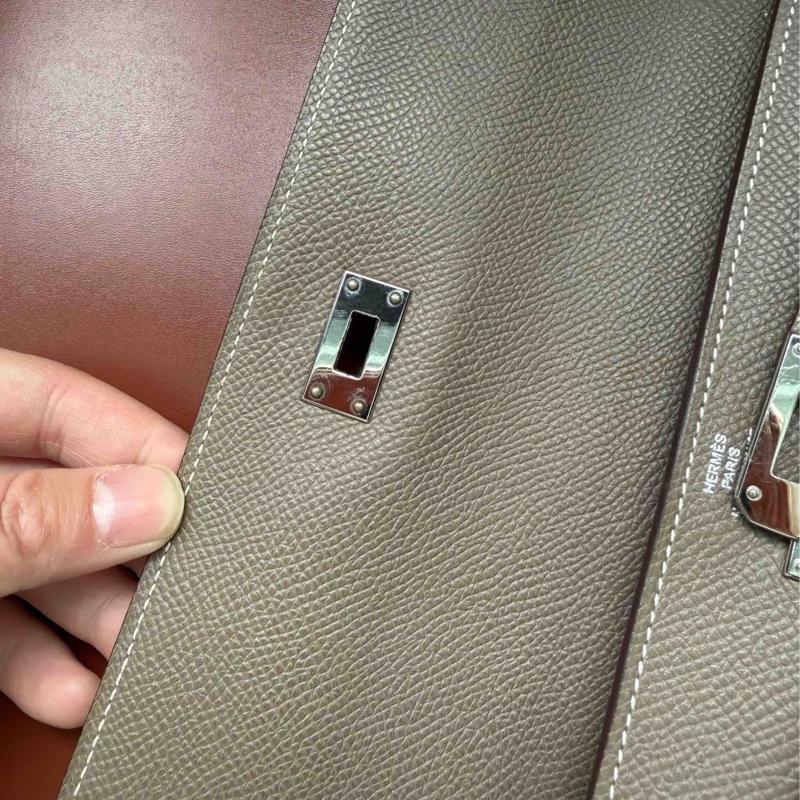 Hermes爱马仕 大象灰 kelly钱包 银扣 R刻-9