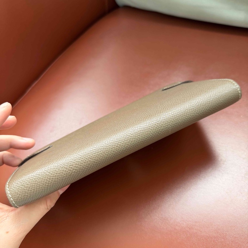 Hermes爱马仕 大象灰 kelly钱包 银扣 R刻-11