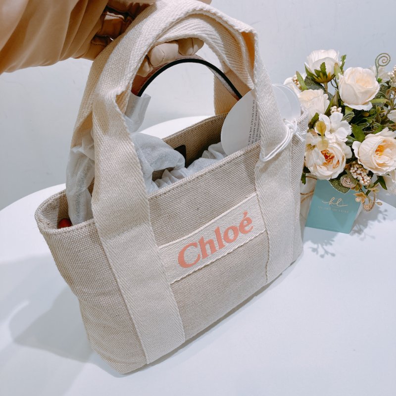 TW4618 Chloe 寇兒 帆布包 手提單肩包 帆布皮革 米棕色 新款 Top Hand With Chain Bag Canvas Beige-9